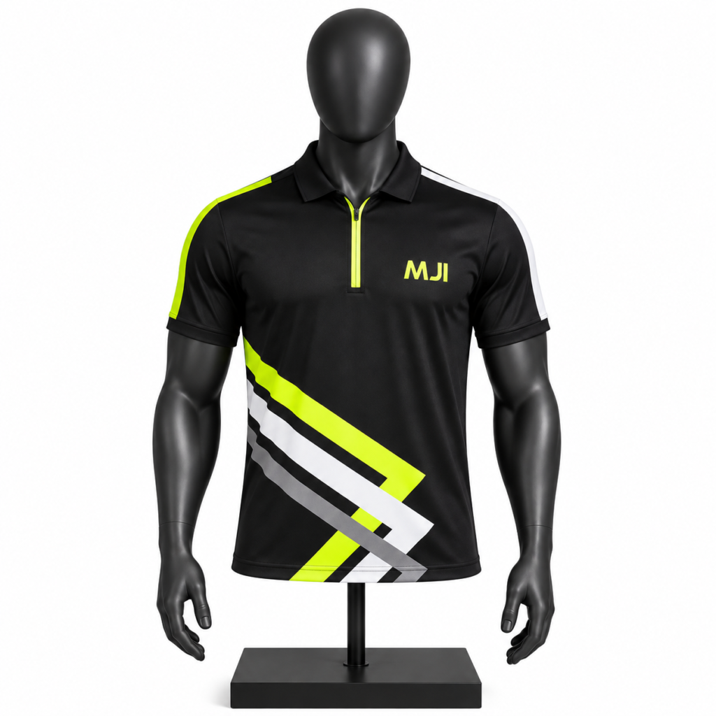 Men's quarter zip polo shirt with custom sportswear design