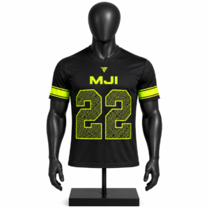 Custom black football jersey with fluorescent yellow green team design