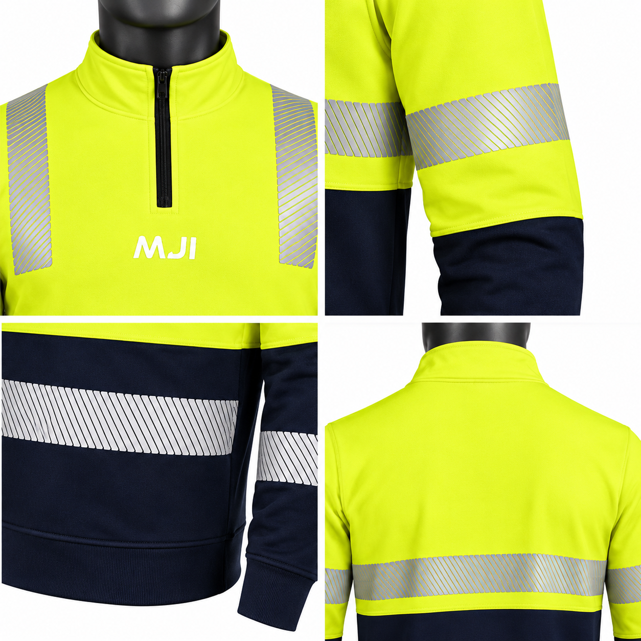 Men's High Visibility Quarter Zip Pullover – Custom Reflective Workwear Top - Image 4