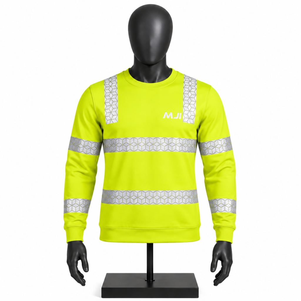 High Visibility Reflective Sweatshirt in neon yellow with reflective detailing