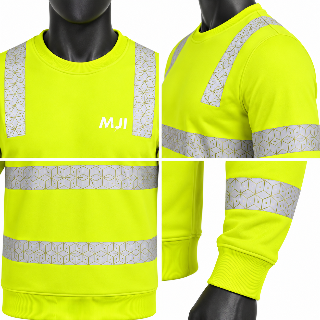 Men's High Visibility Reflective Sweatshirt – Custom Workwear Crew Neck - Image 4