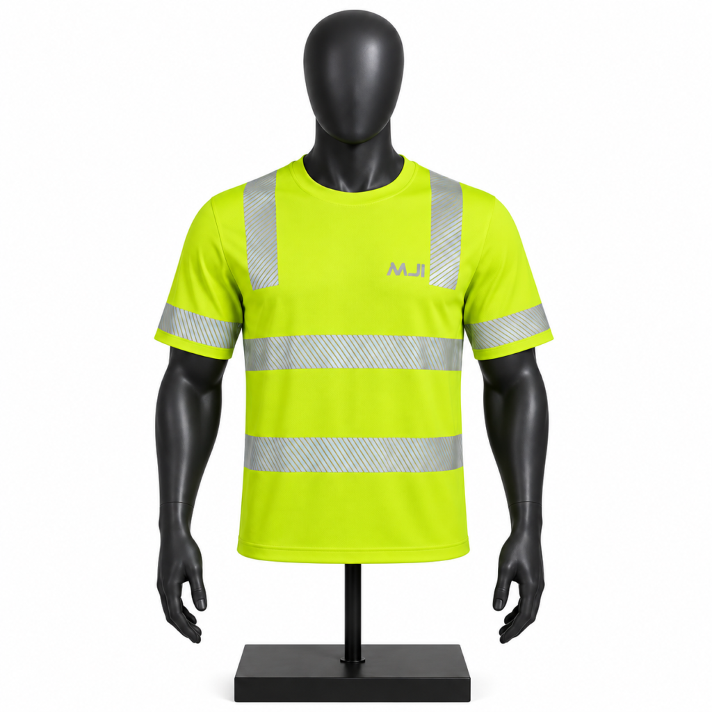 High Visibility Reflective T-Shirt in neon yellow with reflective detailing