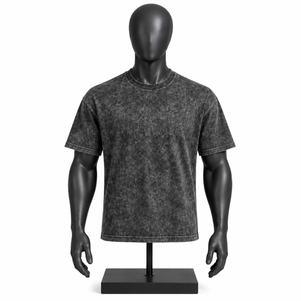 Men's Oversized T-Shirt in dark grey acid wash streetwear design
