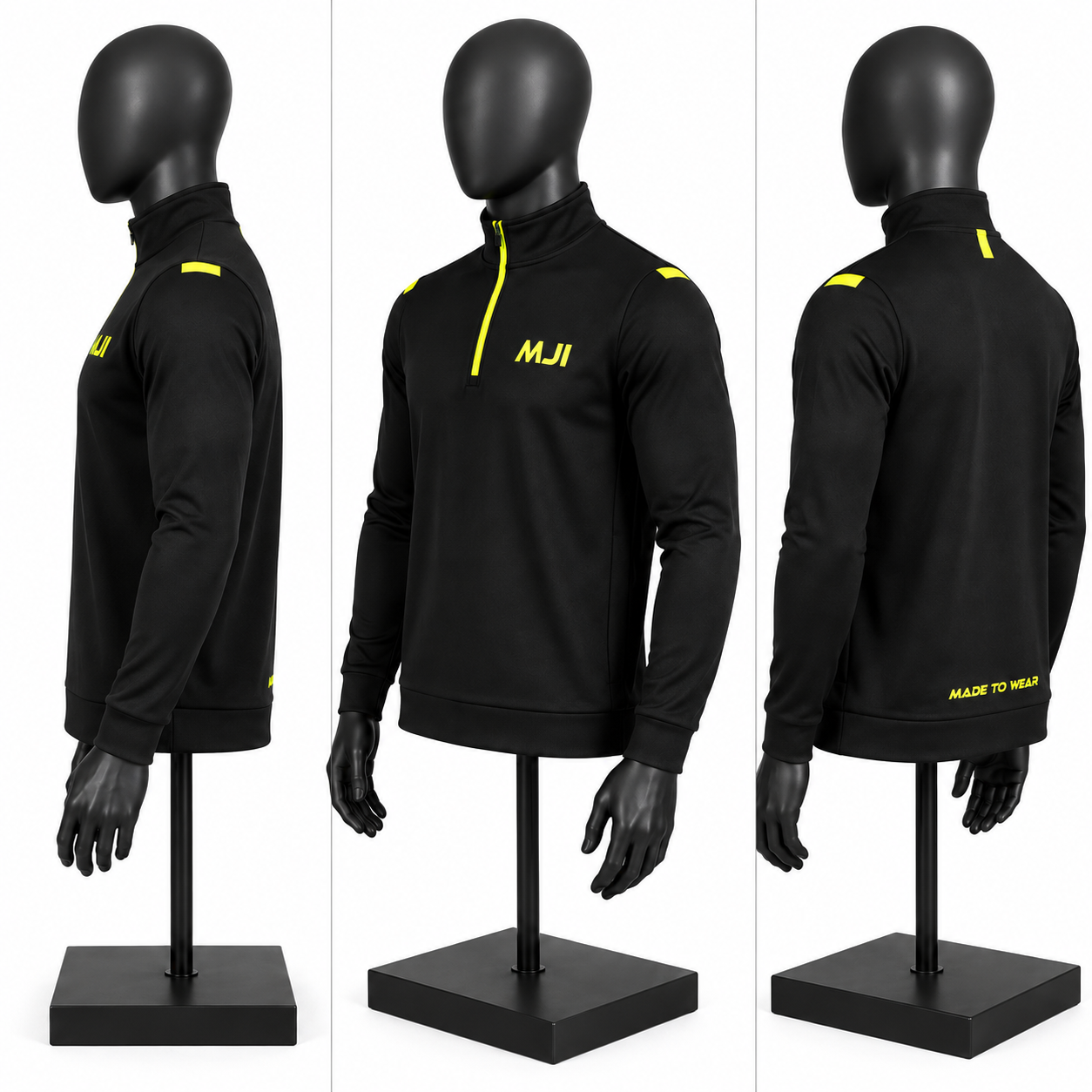 Men's Black Quarter Zip Pullover – Premium Custom Sports Sweatshirt - Image 3
