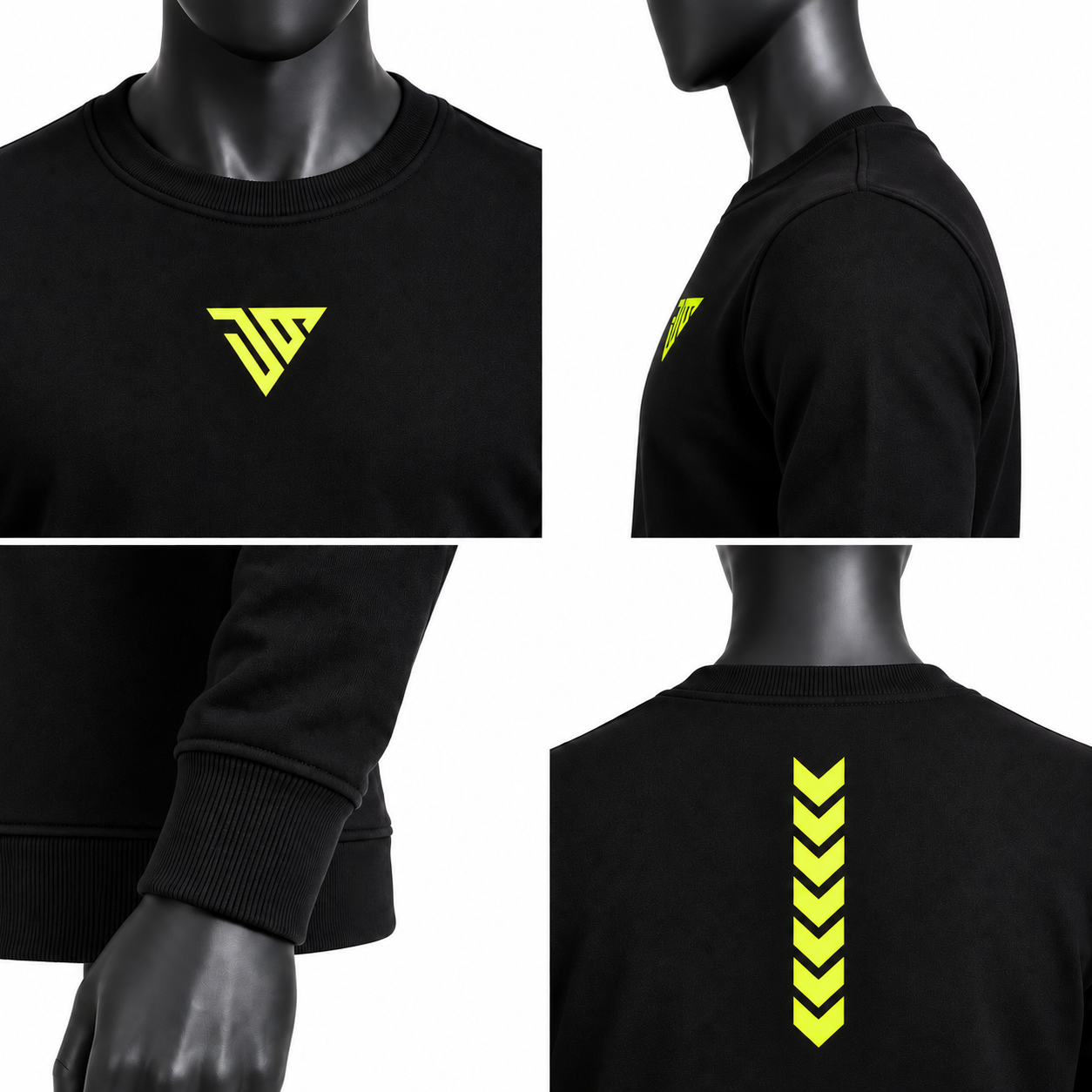 Men's Black Crewneck Sweatshirt – Custom Graphic Streetwear Sweatshirt - Image 4
