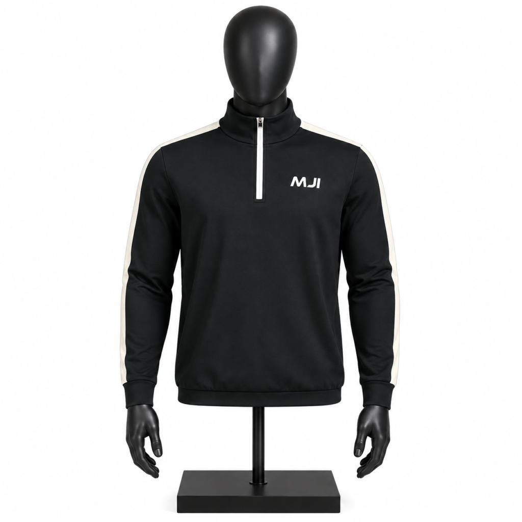 Men's Quarter Zip Performance Top in black and white custom sportswear design