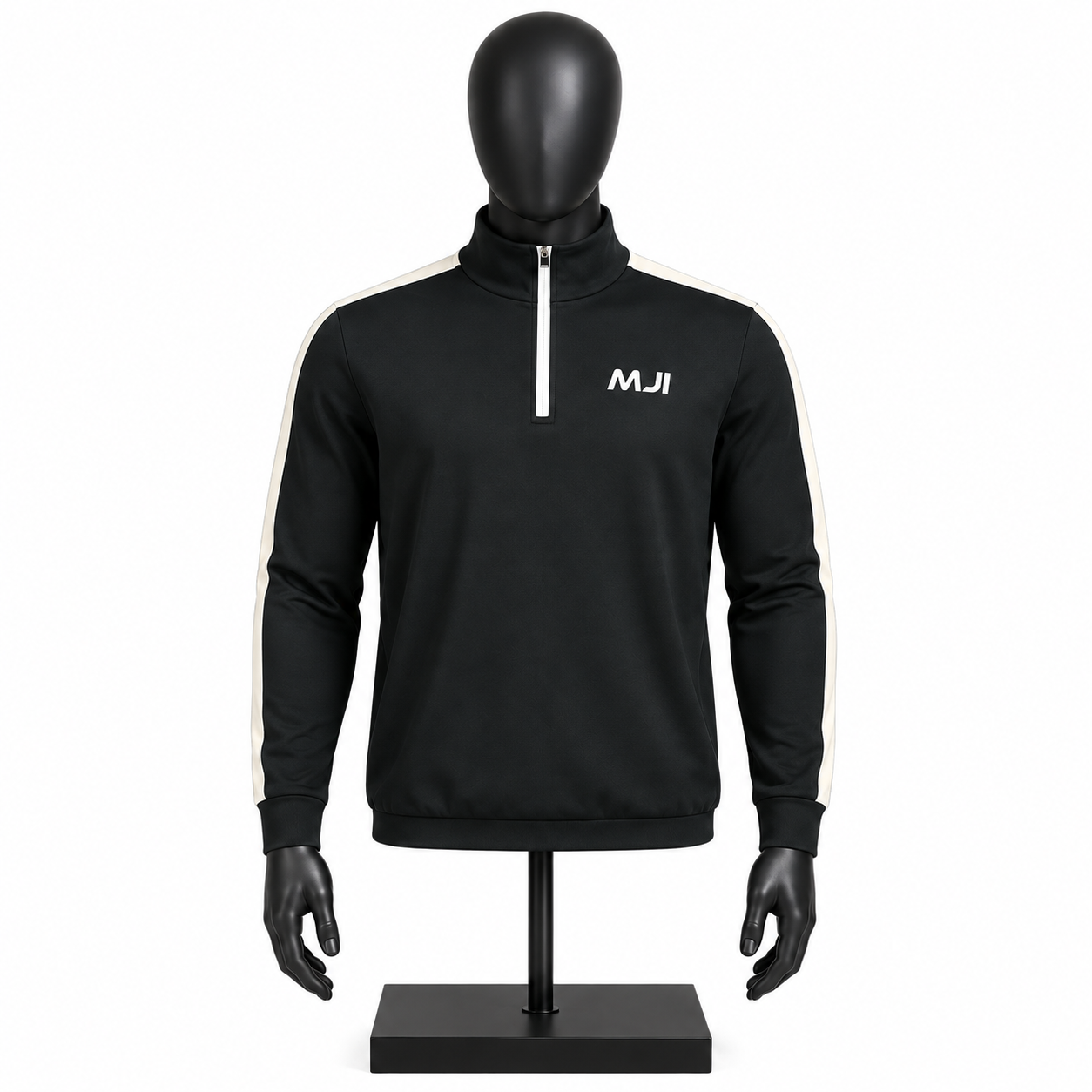 Men's Quarter Zip Performance Top in black and white custom sportswear design