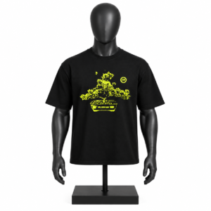 Men's Graphic T-Shirt in black with neon yellow custom streetwear artwork