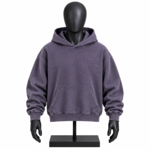 Men's Purple Hoodie with custom MJI branding and kangaroo pocket