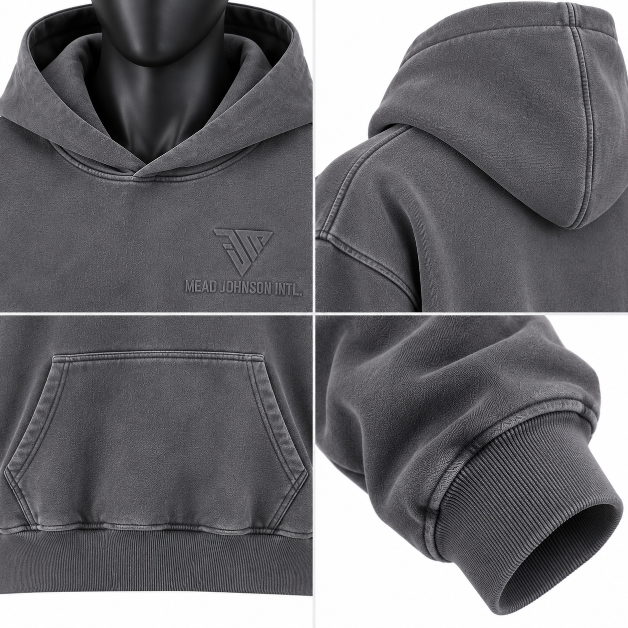 Men's Grey Hoodie – Custom Cotton Blend Pullover Hoodie - Image 4