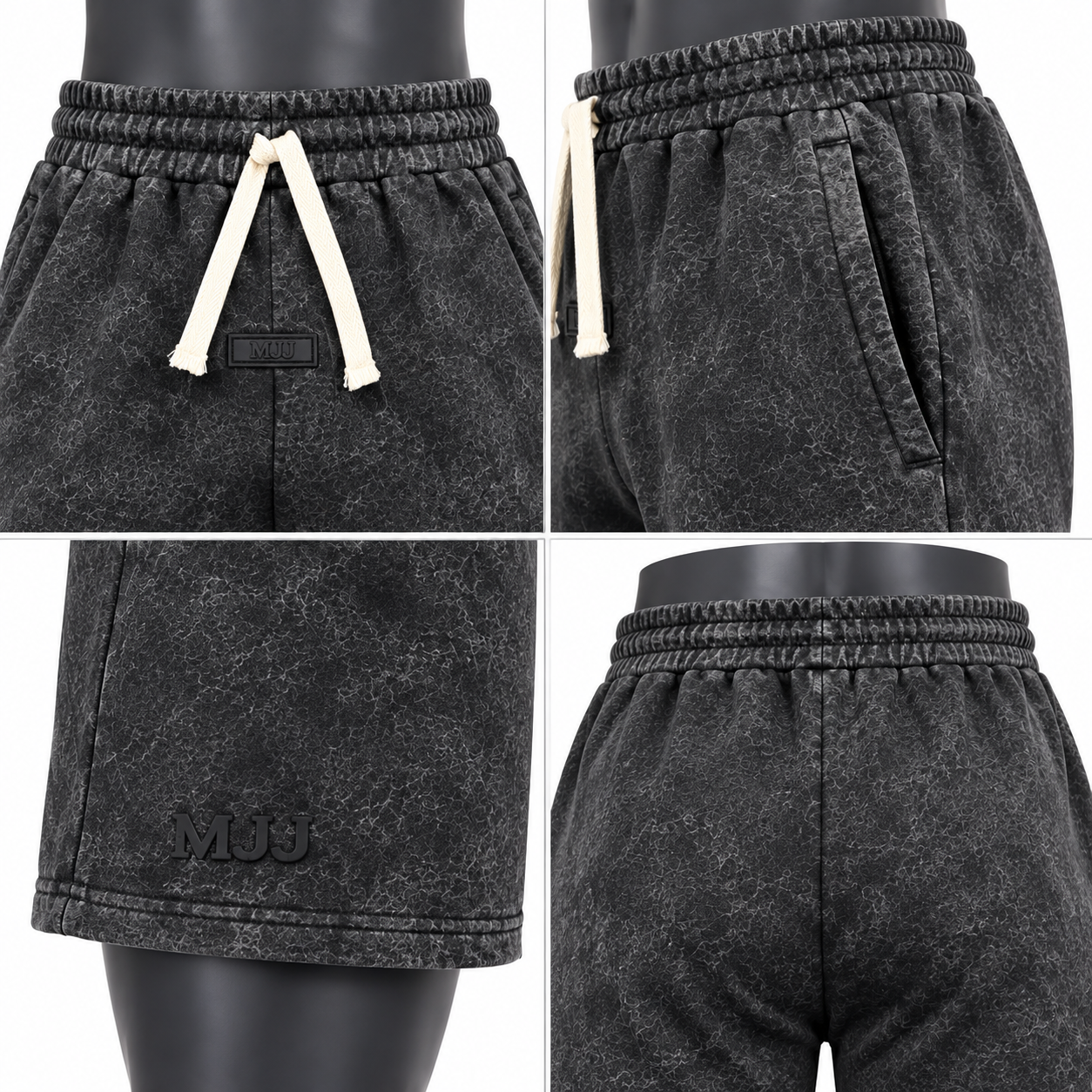 Men's Acid Wash Shorts – Custom Vintage Streetwear Sweat Shorts - Image 4