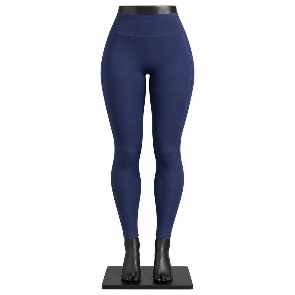 Women's High Waist Leggings in navy blue with full length stretch activewear design