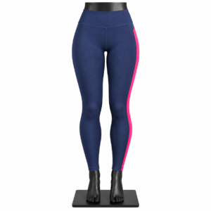 Women's Color Block Leggings in navy blue with pink side panels and high waist