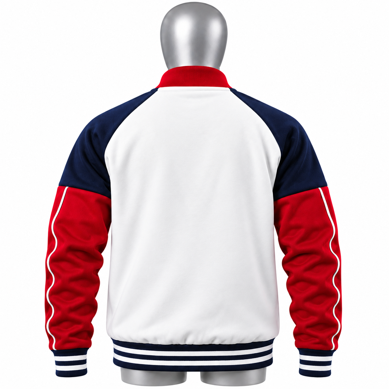 Men's White Varsity Jacket – Custom Red & Navy Letterman Jacket - Image 2