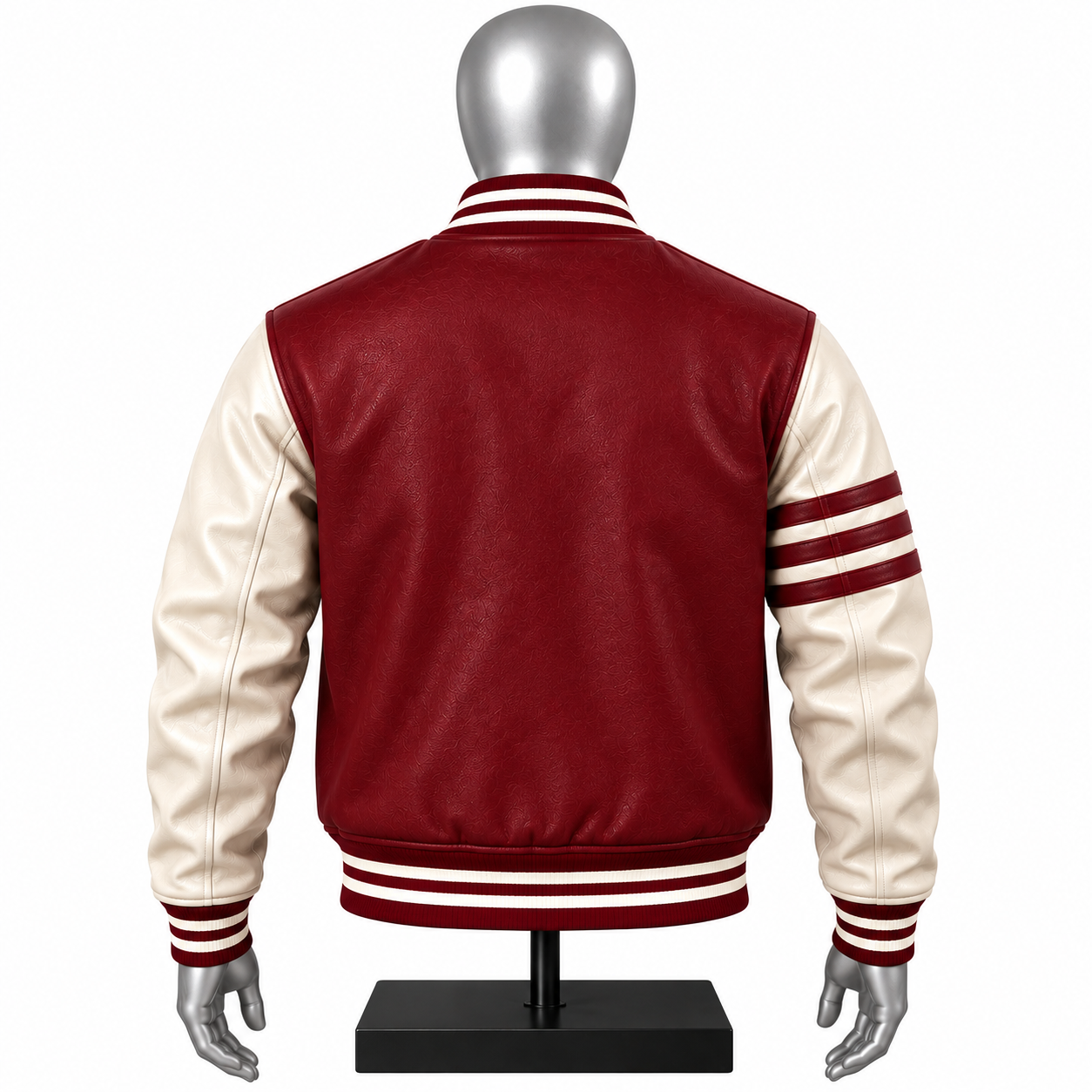 Men's Red Varsity Jacket – Custom Cream Sleeve Letterman Jacket - Image 2