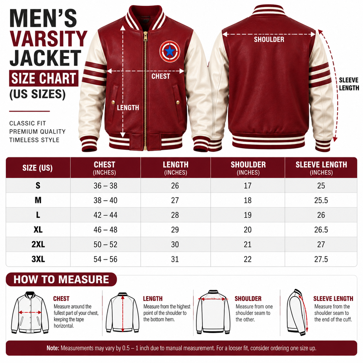 Men's Red Varsity Jacket – Custom Cream Sleeve Letterman Jacket - Image 5