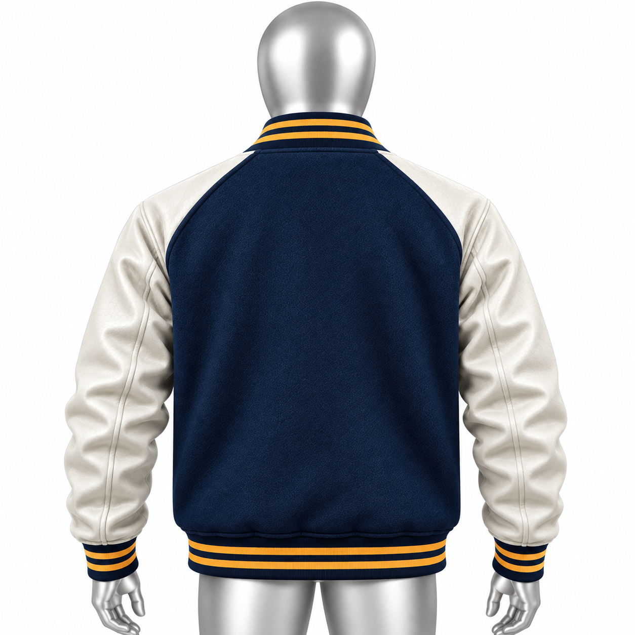 Men's Navy Varsity Jacket – Custom Cream Sleeve Letterman Jacket - Image 2