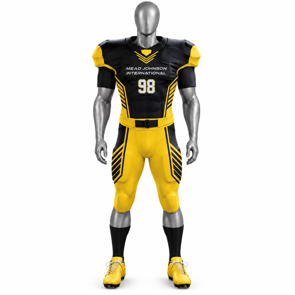 Men's American Football Uniform with custom black and yellow football jersey and pants