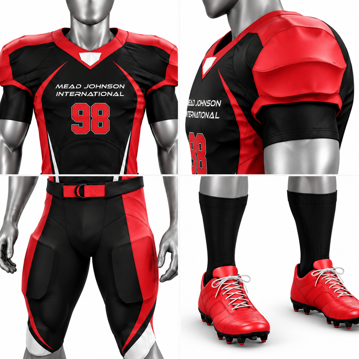 Men's Red American Football Uniform – Custom Football Jersey & Pants - Image 4
