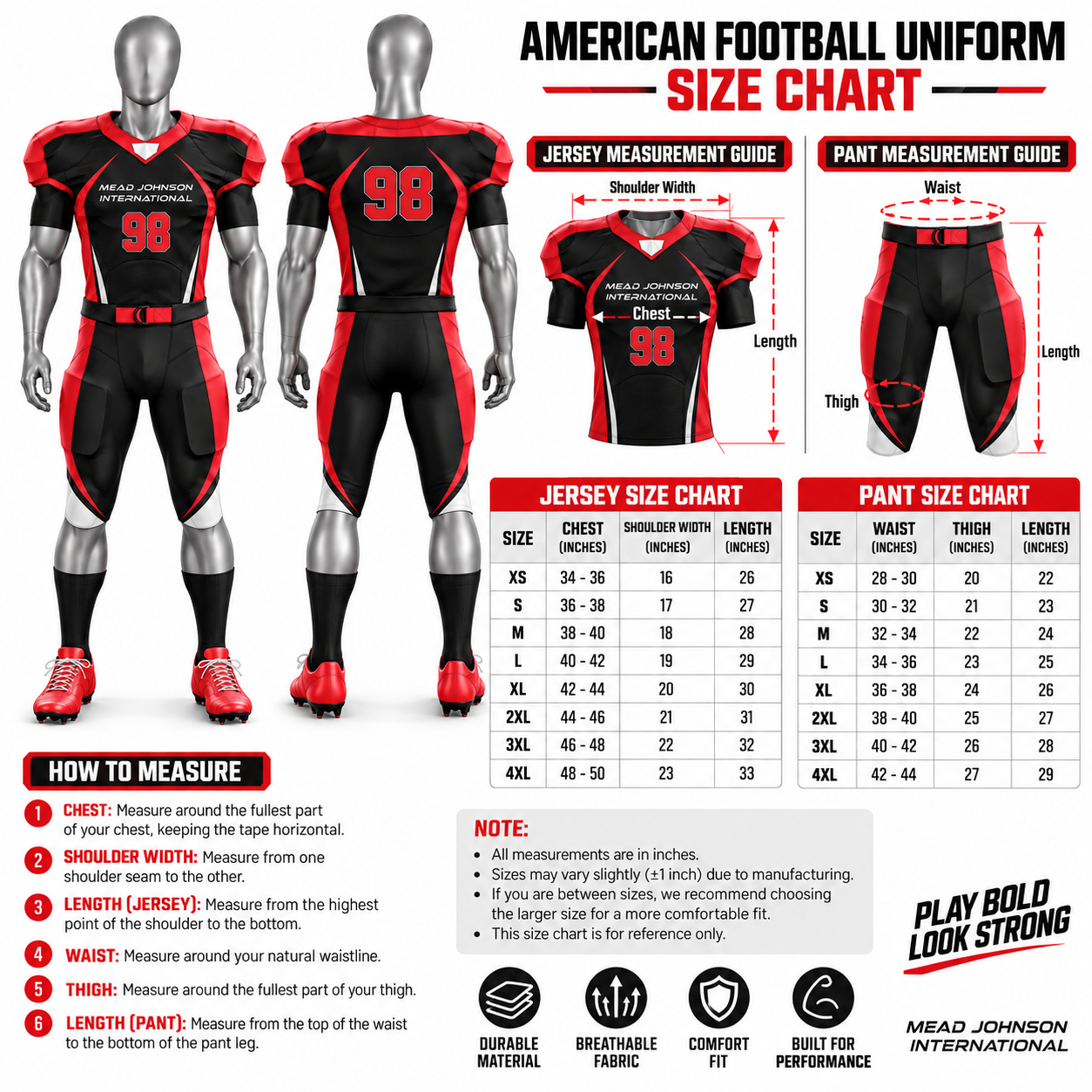 Men's Red American Football Uniform – Custom Football Jersey & Pants - Image 5