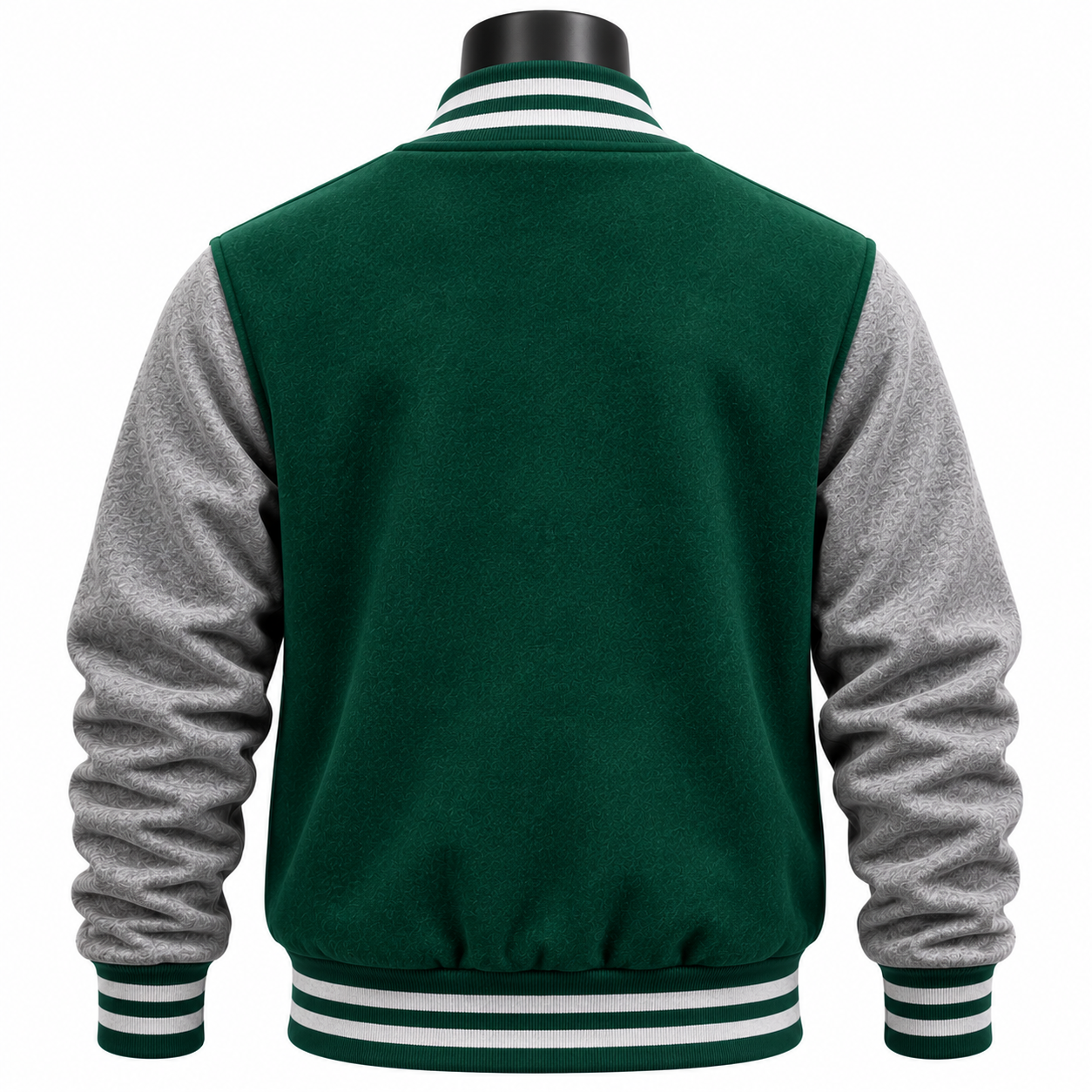 Men's Varsity Jacket – Custom Green & Grey Letterman Jacket - Image 2