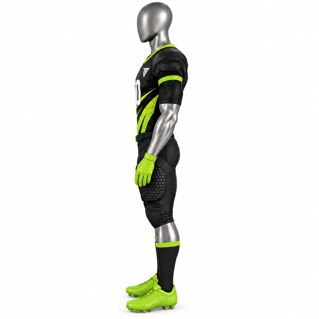 Men's Black American Football Uniform – Custom Neon Green Football Jersey & Pants - Image 3