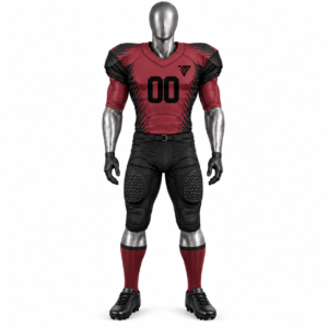 Men's Red Black American Football Uniform with custom red jersey and black football pants