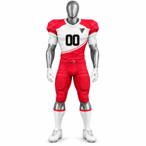 Men's Red White American Football Uniform with custom red and white football jersey and pants