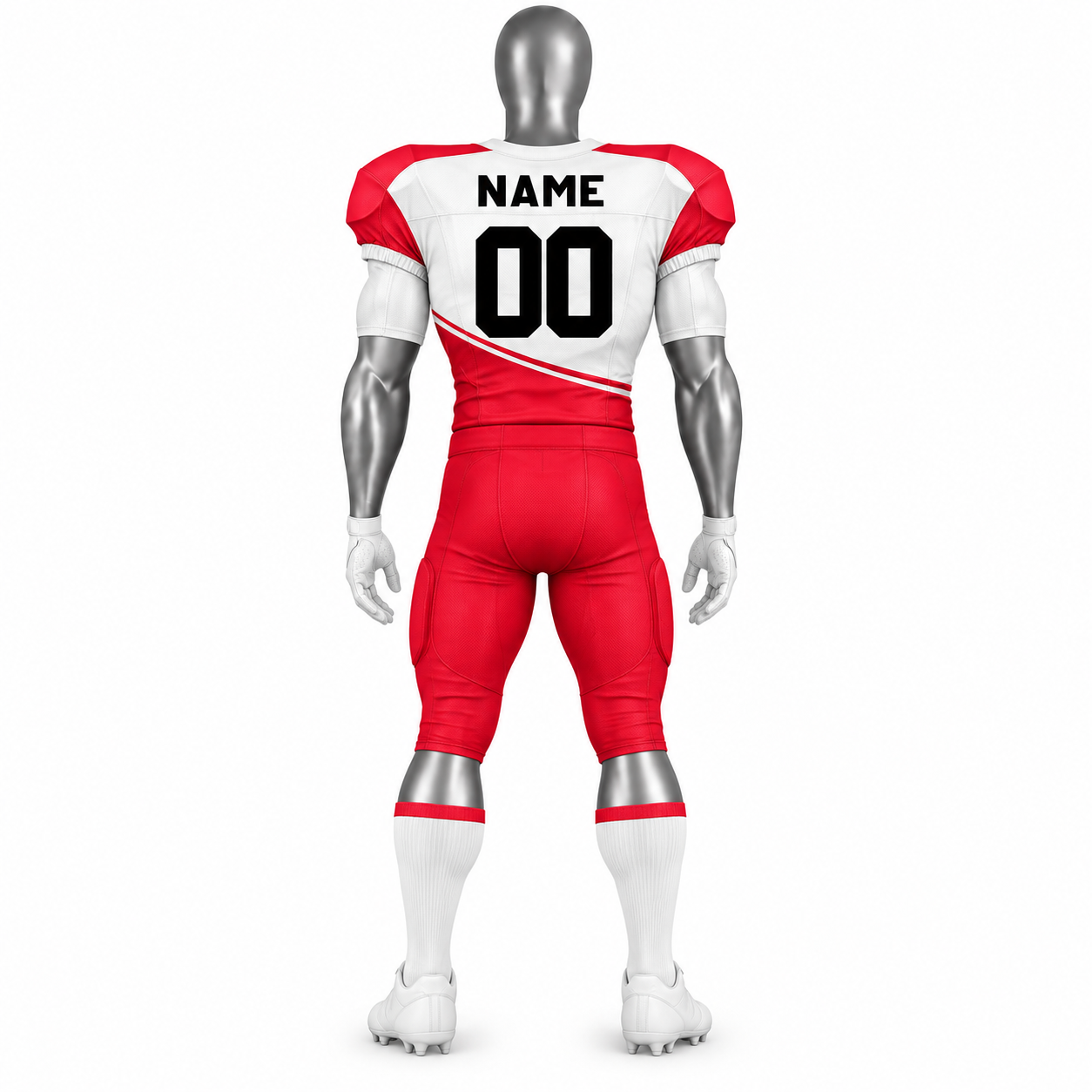 Men's Red White American Football Uniform – Custom Football Jersey & Pants - Image 2