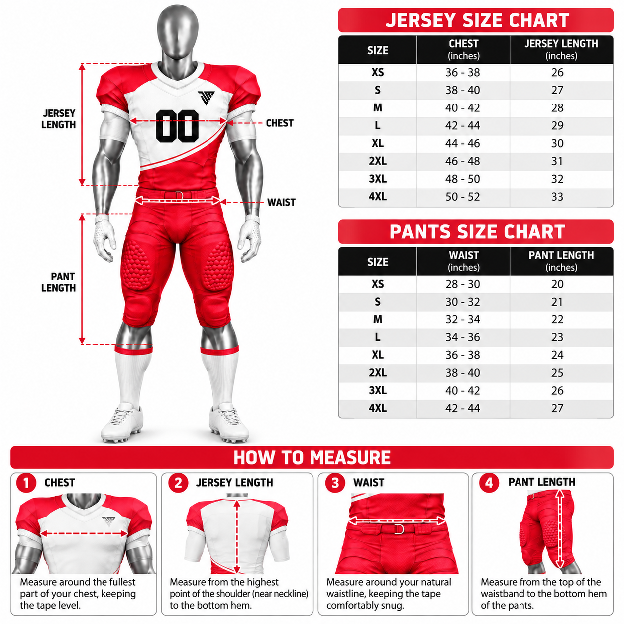 Men's Red White American Football Uniform – Custom Football Jersey & Pants - Image 5