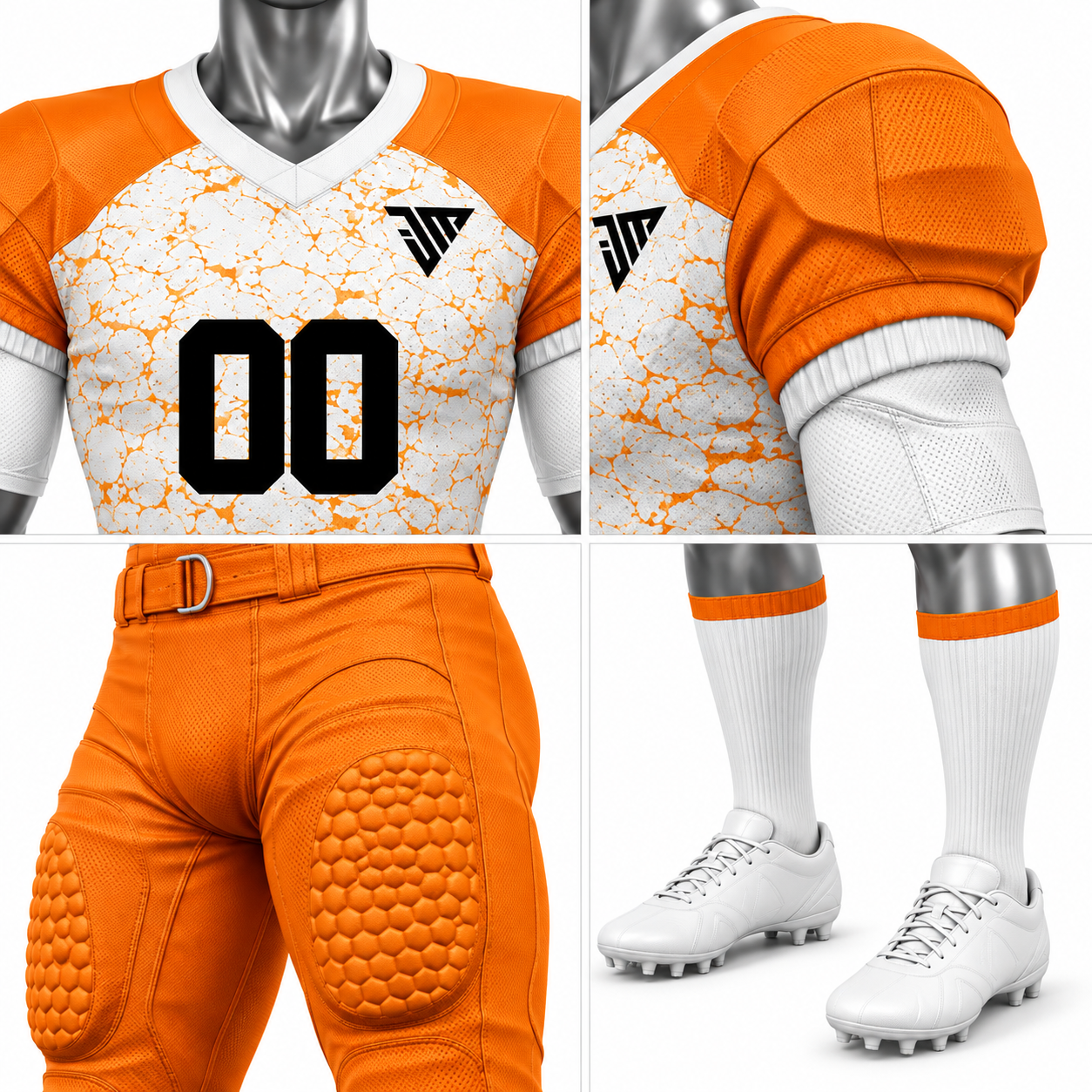 American Football Uniform – Custom Orange Football Jersey & Pants - Image 4