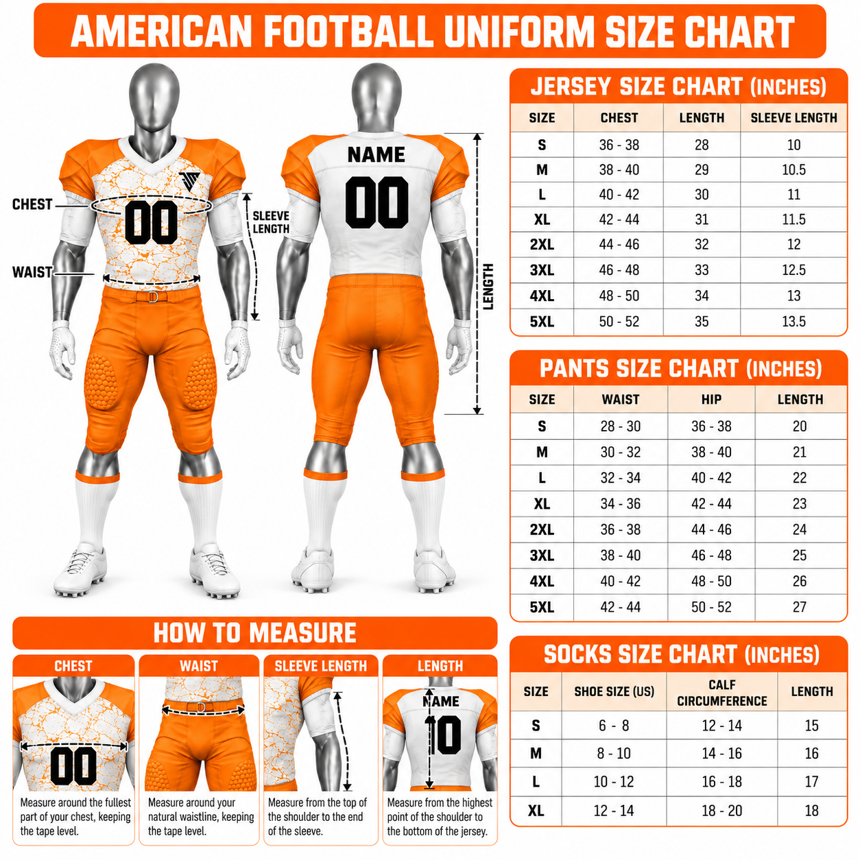 American Football Uniform – Custom Orange Football Jersey & Pants - Image 5