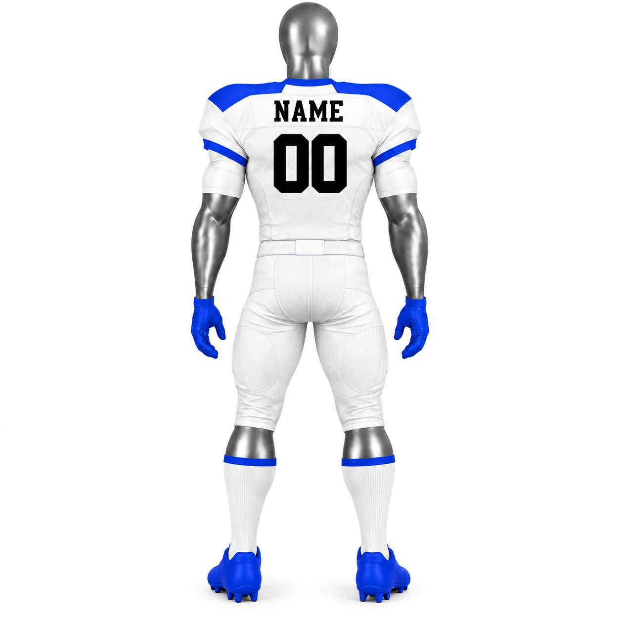 Men's Blue & White American Football Uniform – Custom Football Jersey & Pants - Image 2