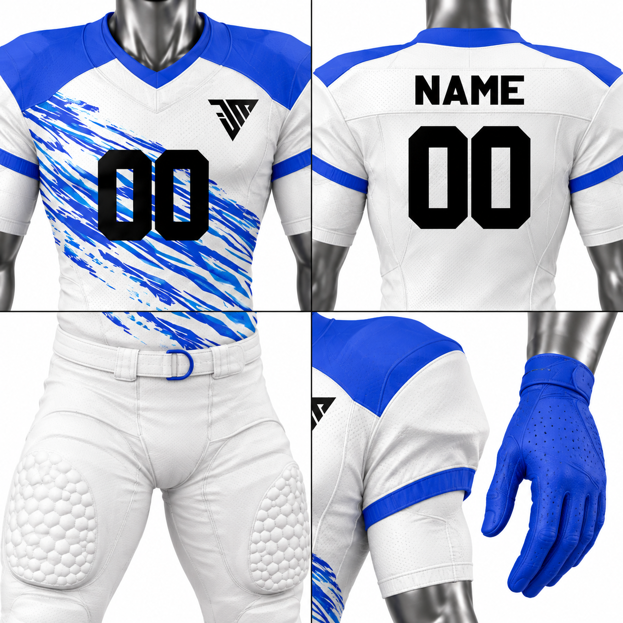 Men's Blue & White American Football Uniform – Custom Football Jersey & Pants - Image 4