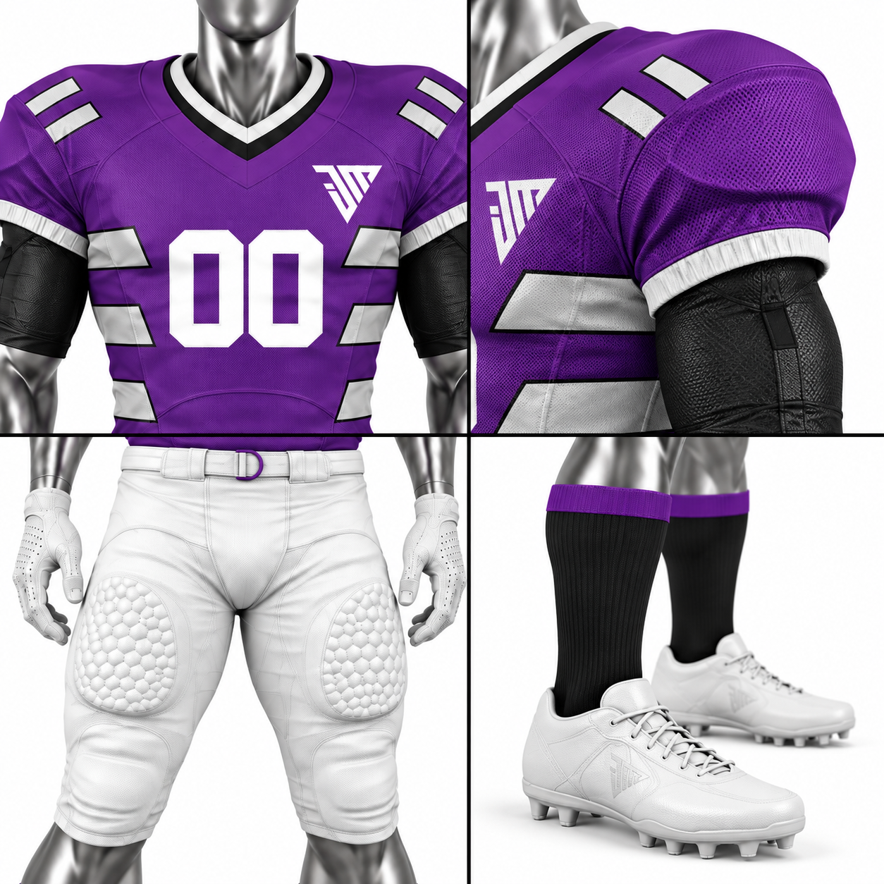 Men's Purple White American Football Uniform – Custom Football Jersey & Pants - Image 4