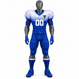 Blue White American Football Uniform Set with custom jersey pants and socks