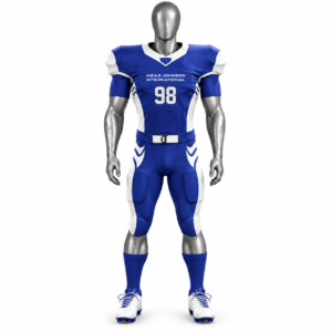 Men's Blue American Football Uniform with custom blue white football jersey and pants