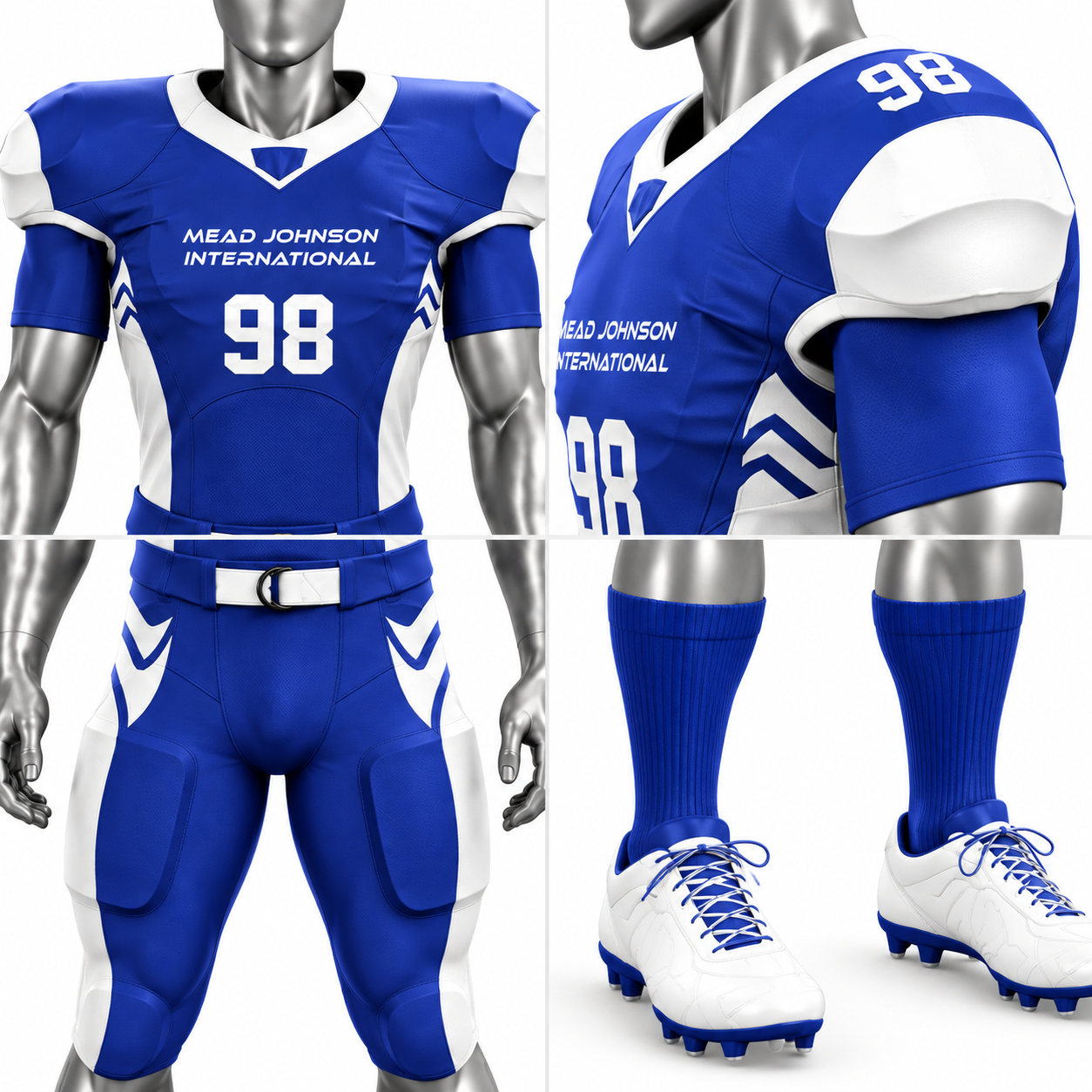 Men's Blue American Football Uniform – Custom Football Jersey & Pants - Image 3