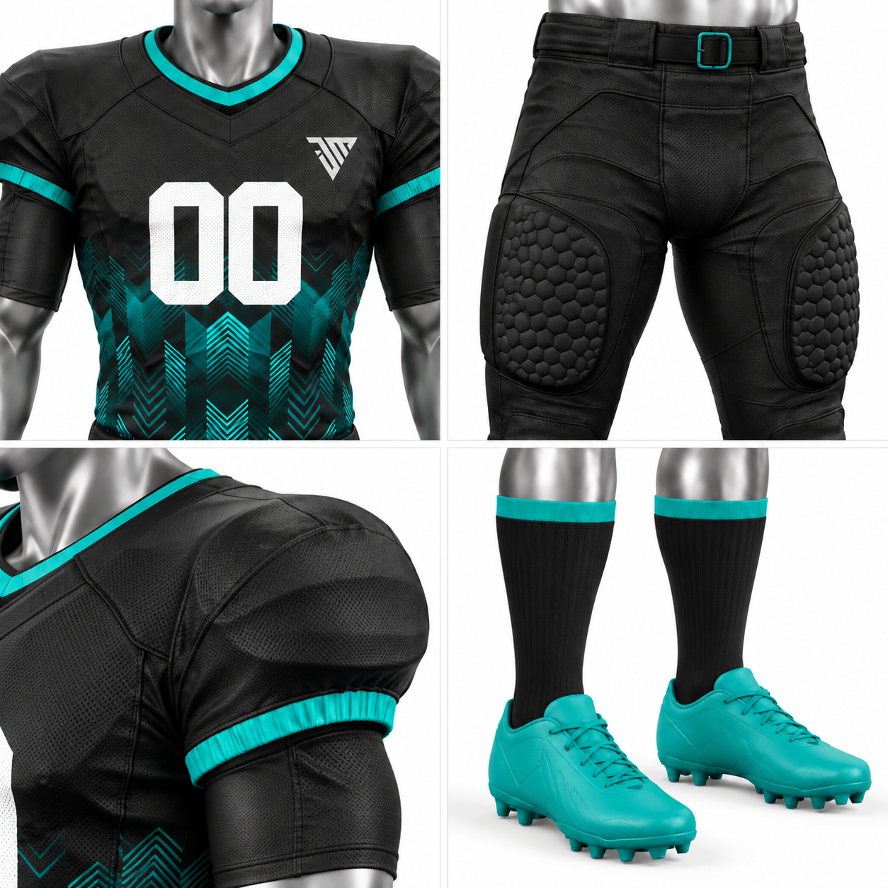 Men's Black American Football Uniform – Custom Football Jersey & Pants - Image 4