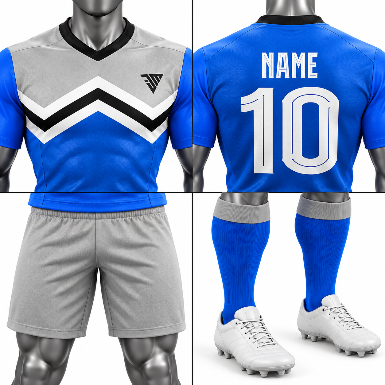 Men's Blue Rugby Uniform – Custom Blue & Grey Rugby Jersey Set - Image 4