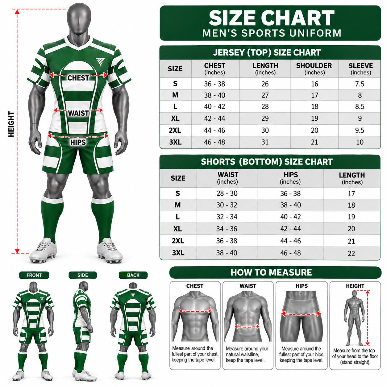Custom Rugby Uniform – Green Rugby Jersey, Shorts & Socks - Image 5
