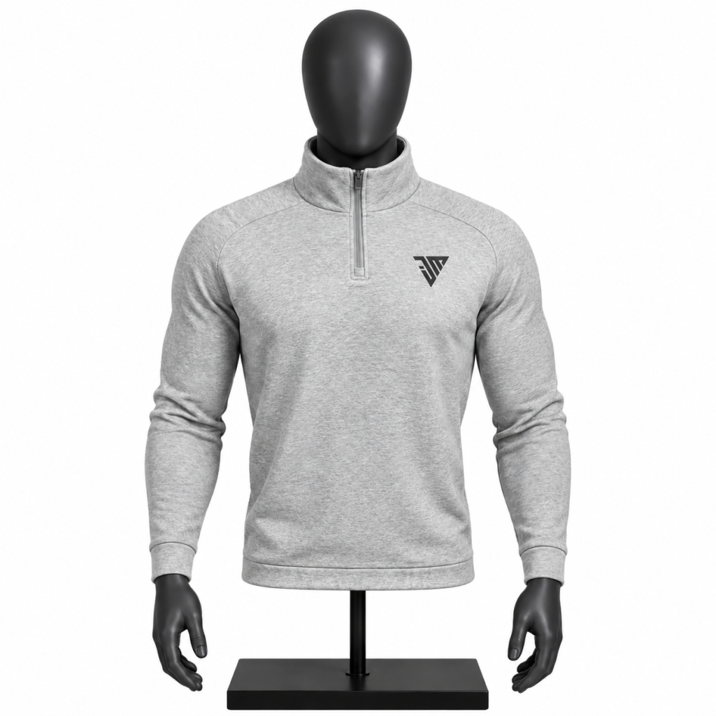 Men's Grey Quarter Zip Pullover custom sportswear top