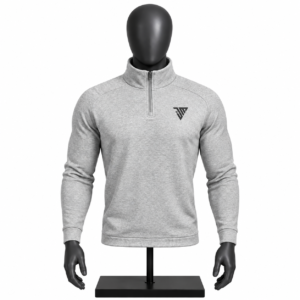 Men's Grey Quarter Zip Pullover custom sportswear top