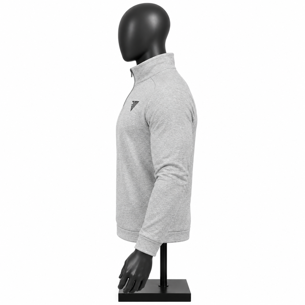 Men's Grey Quarter Zip Pullover – Custom Long Sleeve Sportswear Top - Image 2