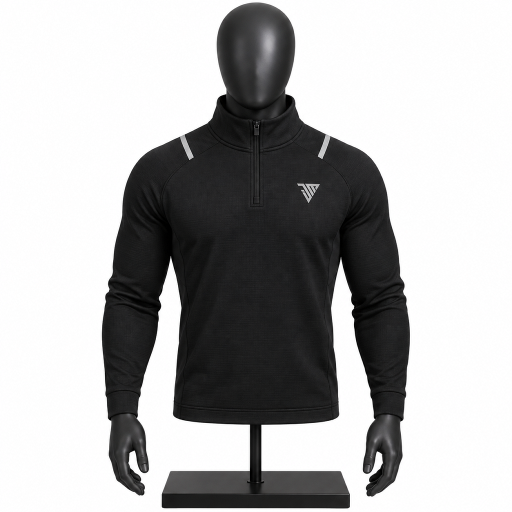 Men's Black Quarter Zip Pullover custom performance sportswear top