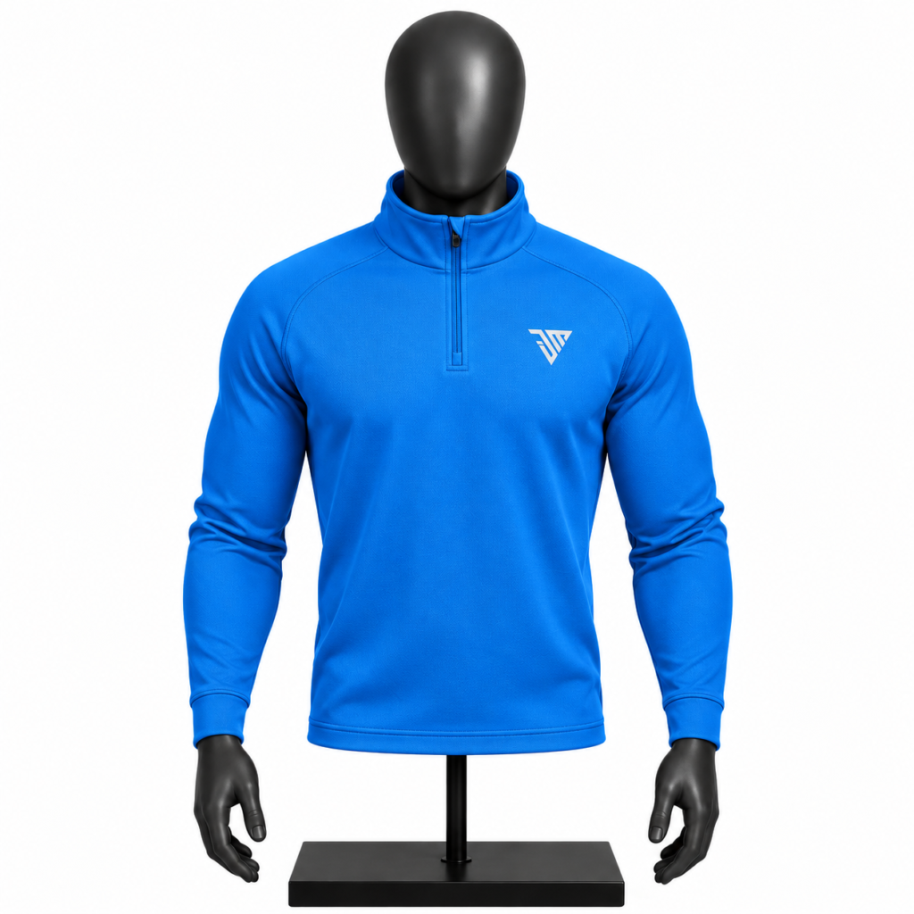 Men's Blue Quarter Zip Performance Top with long sleeves