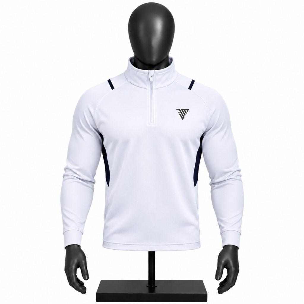 Men's White Quarter Zip Pullover custom sportswear top