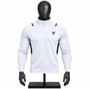 Men's White Quarter Zip Pullover custom sportswear top