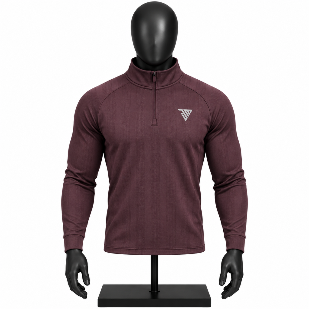 Men's Burgundy Quarter Zip Pullover custom sportswear top