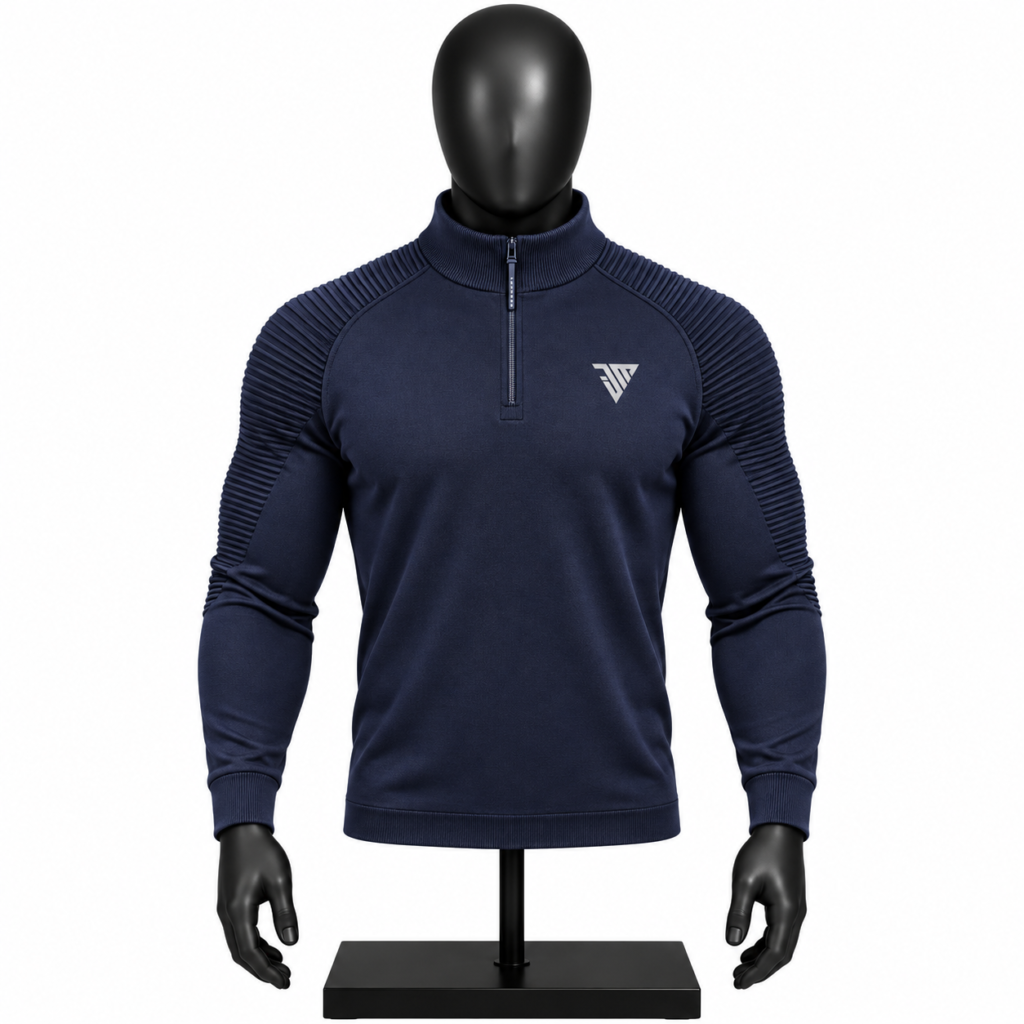 Men's Navy Quarter Zip Pullover custom sportswear top